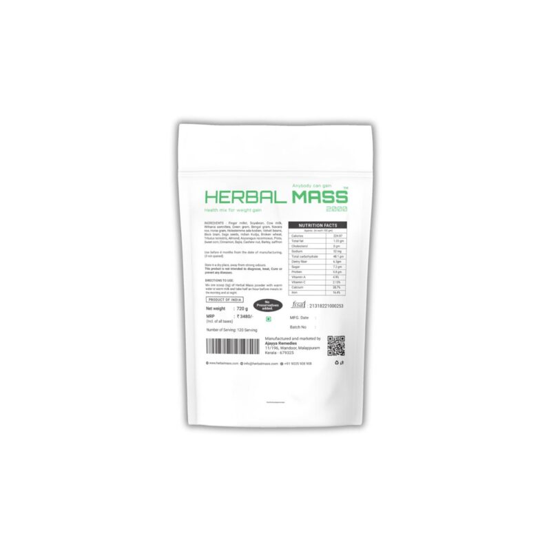 Herbal Mass 2000 Weight Gainer – 2 Months Pack - Image 2