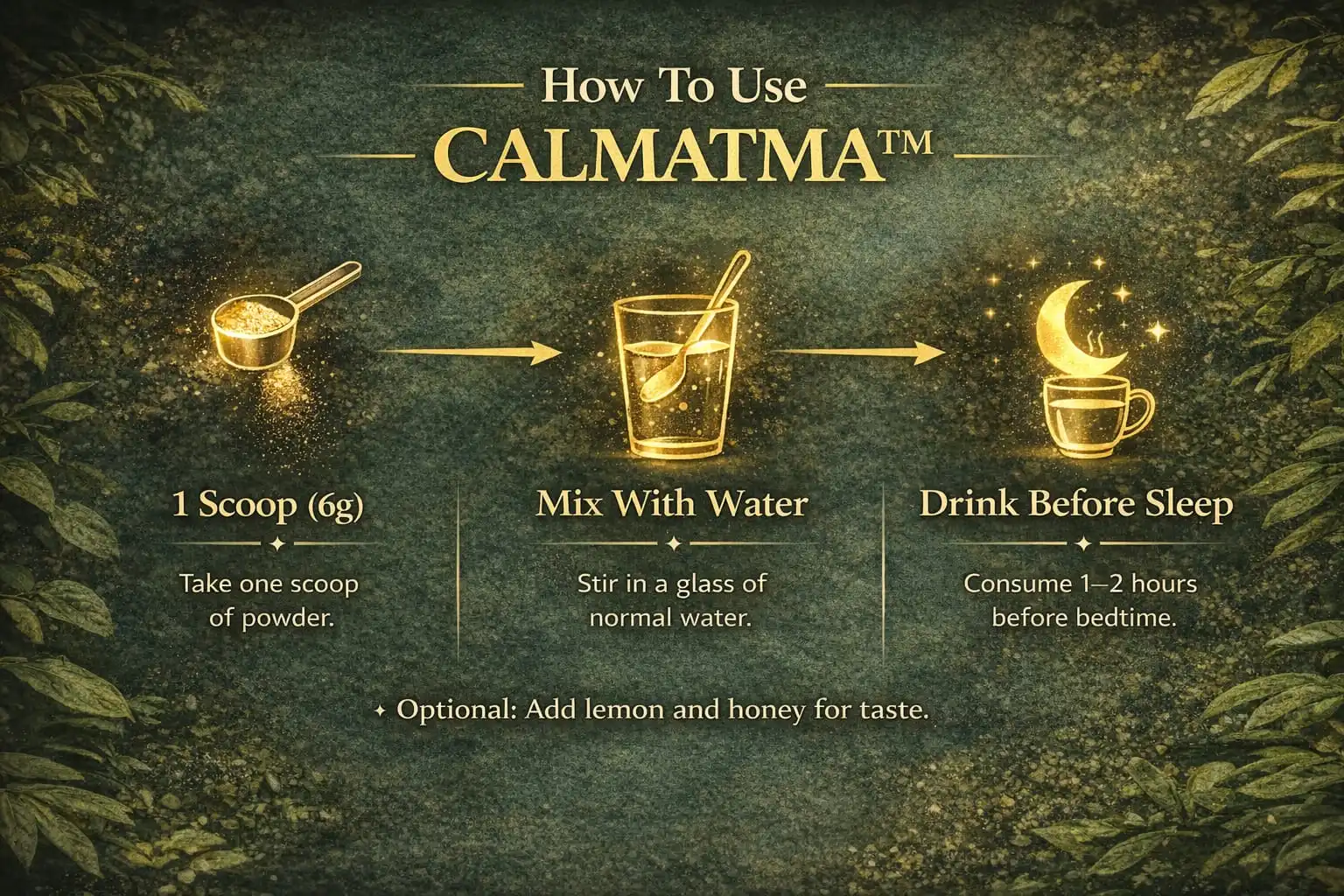 how to use herbal mass calmatma sleep powder scoop mix with water drink before sleep