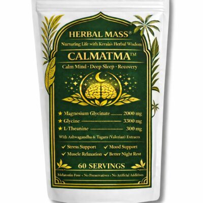 Herbal Mass® CALMATMA™ Sleep Support Powder | Magnesium Glycinate, Glycine & L-Theanine | With Ashwagandha & Valerian | Stress Support, Muscle Relaxation, Deep Sleep & Night Recovery | Melatonin-Free | 60 Servings