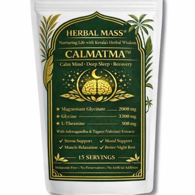 Herbal Mass® CALMATMA™ Sleep Support Powder | Magnesium Glycinate, Glycine & L-Theanine | With Ashwagandha & Valerian | Stress Support, Muscle Relaxation, Deep Sleep & Night Recovery | Melatonin-Free | 15 Servings