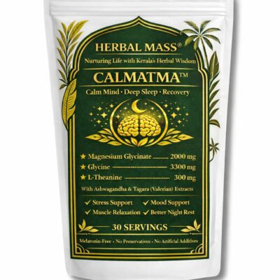 Herbal Mass® CALMATMA™ Sleep Support Powder | Magnesium Glycinate, Glycine & L-Theanine | With Ashwagandha & Valerian | Stress Support, Muscle Relaxation, Deep Sleep & Night Recovery | Melatonin-Free | 30 Servings